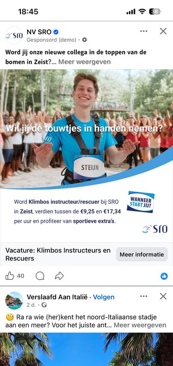 Meta-advertentie in de tijdlijn